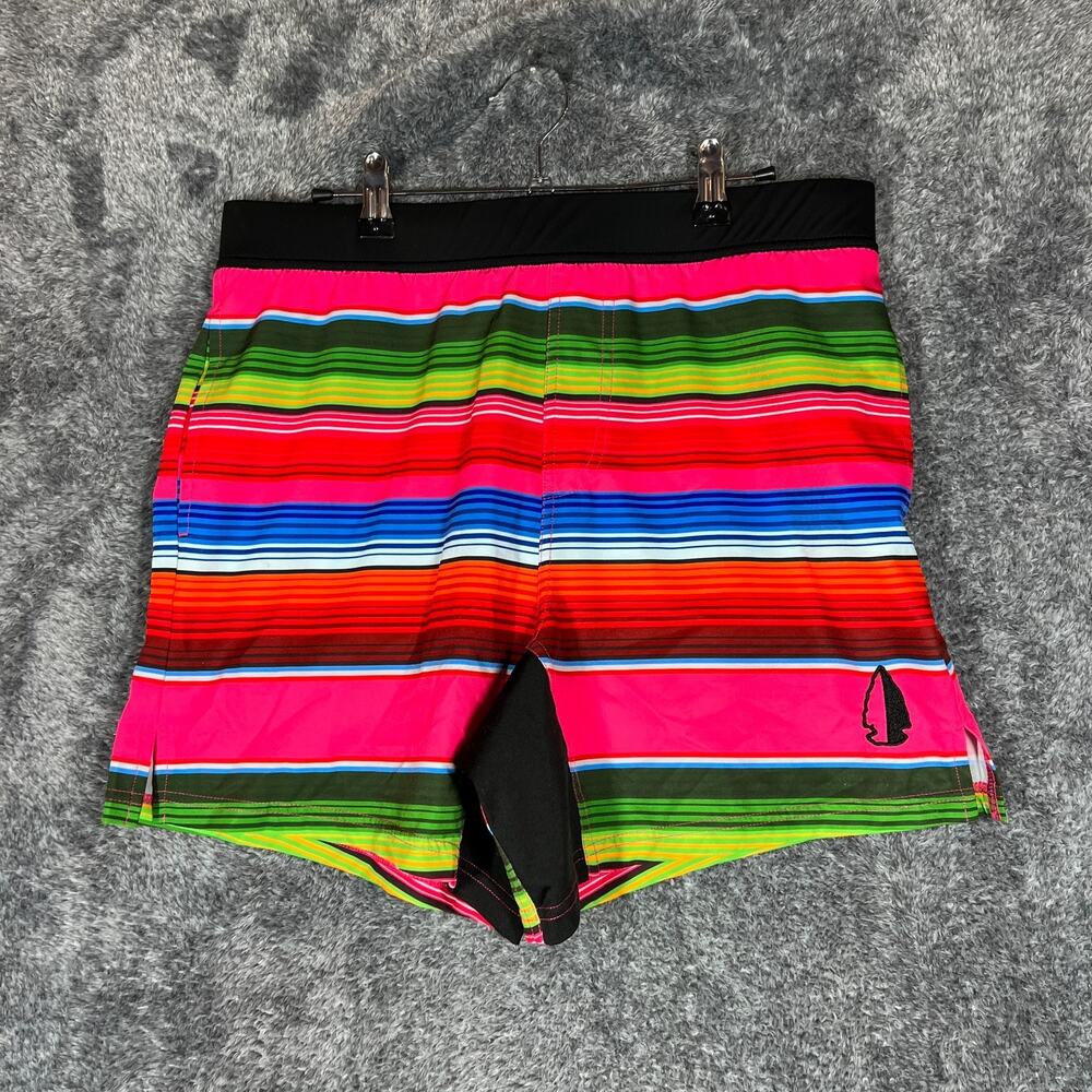 Tachuntfish Shorts Mens Large Colorful Loud Striped Atheltic Comfort Lightweight